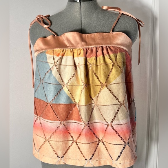 Anthropologie Akemi +Kin geometric crop top/ blouse size small - Picture 2 of 8